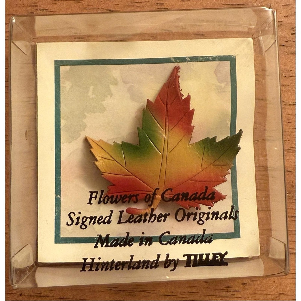 Vintage Canadian Maple Leaf Leather Brooch Hand Made by Hinterland‎ Canada New